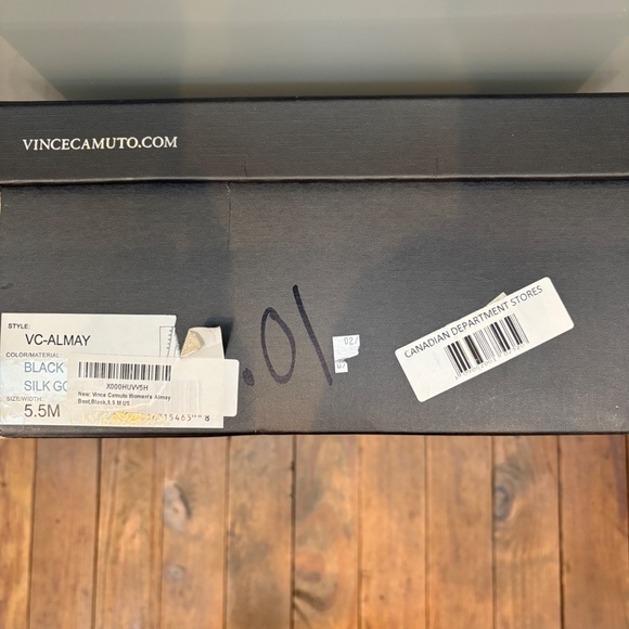 5.5 Black Vince Camuto Leather Wedge Boot with Button Detail - Picture 3 of 8